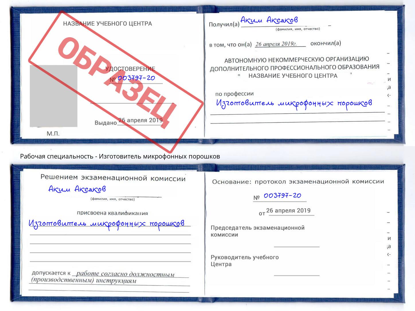 Изготовитель микрофонных порошков Серов