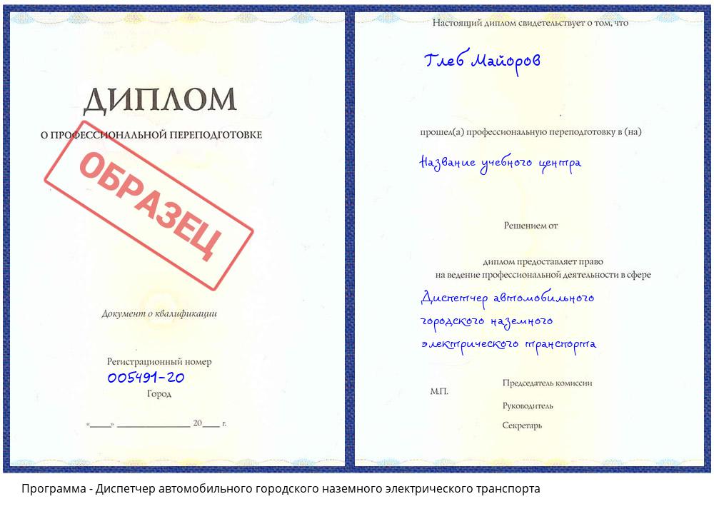 Диспетчер автомобильного городского наземного электрического транспорта Серов