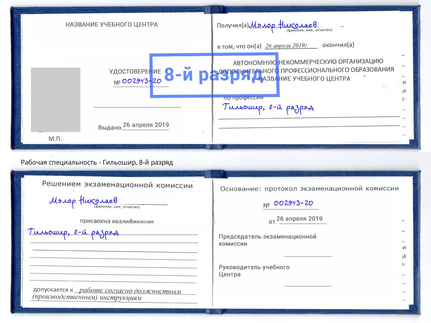 корочка 8-й разряд Гильошир Серов